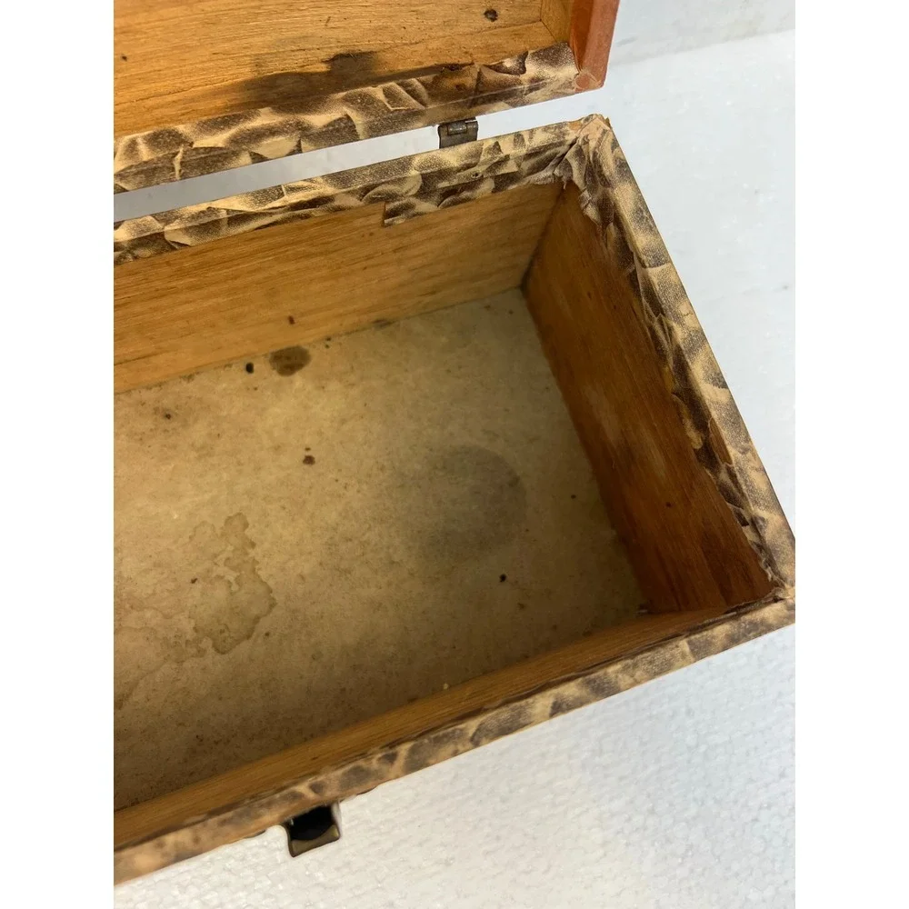 Wood Dollhouse Steamer Trunk Miniature Antique Storage Box Chest SALESMAN SAMPLE